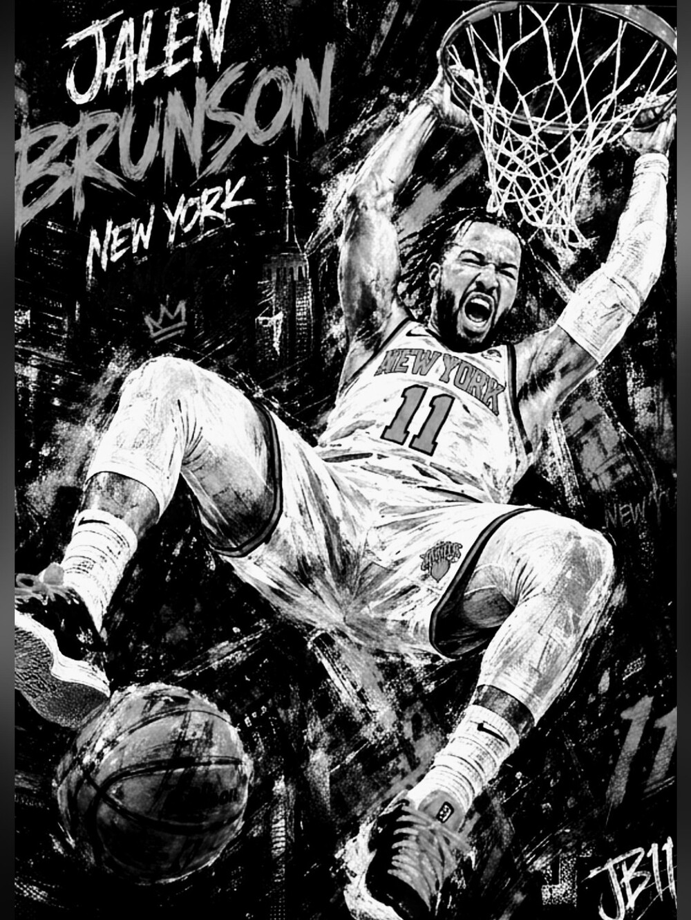 JALEN BRUNSON KNICKS 8.5x11 ULTRA GLOSSY FULL PAGE NO BORDERS CREATED ART POSTER